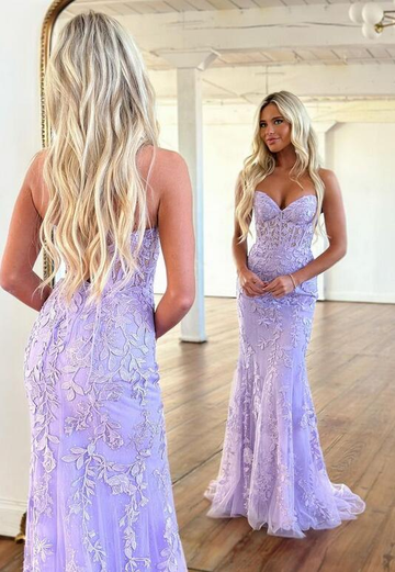 Beautiful Purple Strapless Applique Mermaid Evening Dress,Formal Prom Dress HZ1023